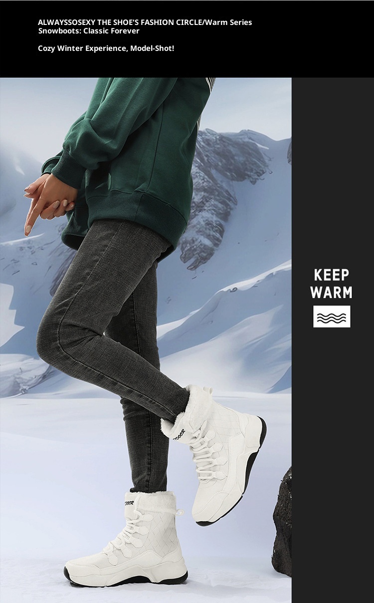 Zees Northeast Winter Outdoor Snow Boots Women, Fleece-Lined, Thickened, Warm Cotton Shoes, Waterproof, Anti-Slip, Suitable_voghion.com