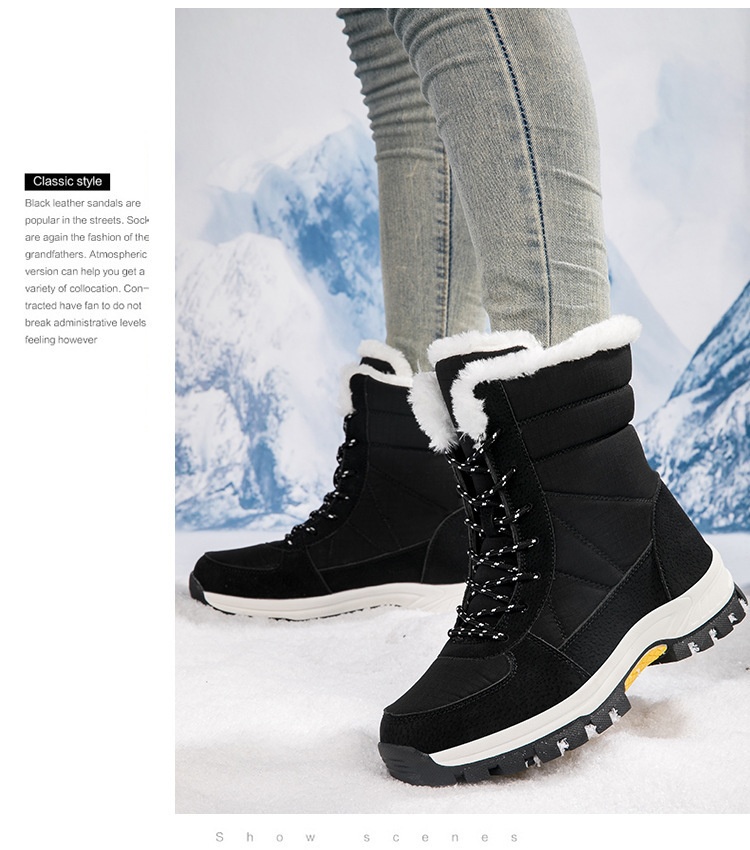 Zees Damen-Winterschuhe aus Baumwolle, gefüttert mit Fleece, wasserdicht, rutschfest, wadenhoch, ideal zum Skifahren_voghion.com