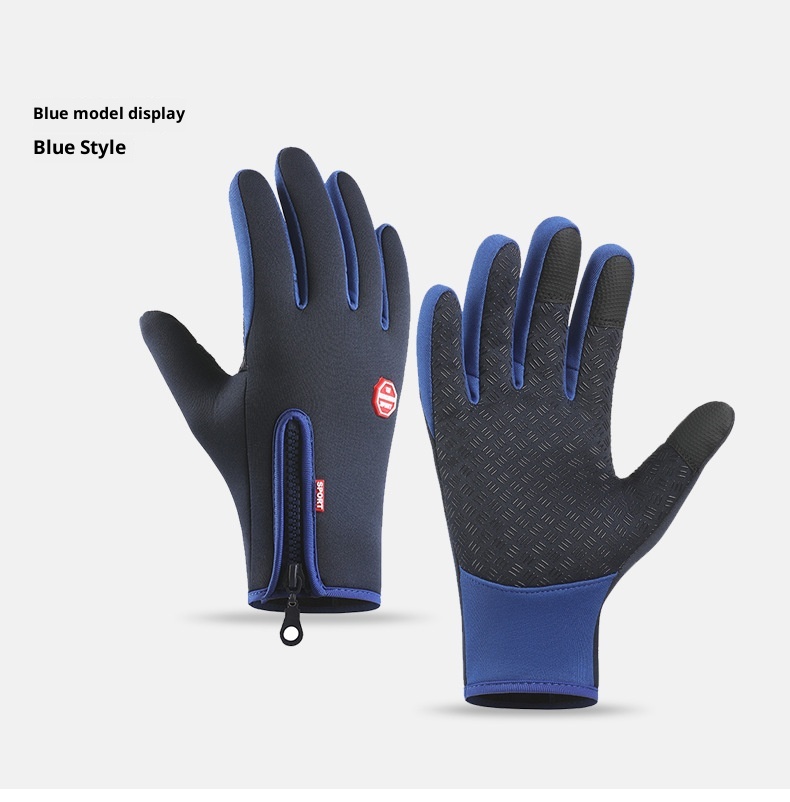 boy Boy Cross-Border Zipper Outdoor Sports Men Autumn Winter Cycling Riding Fleece Touchscreen Waterproof Hiking Gloves_voghion.com