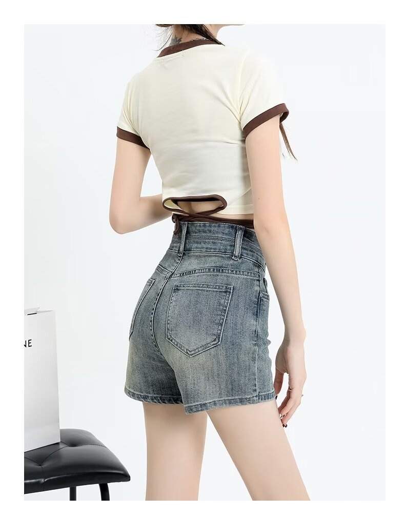 ChicShe Amerikaanse Retro Distressed High-Waisted Jeans voor Dames Zomermeisjes Chic Slim Fit Hotpants Ins Trendy Shorts_voghion.com