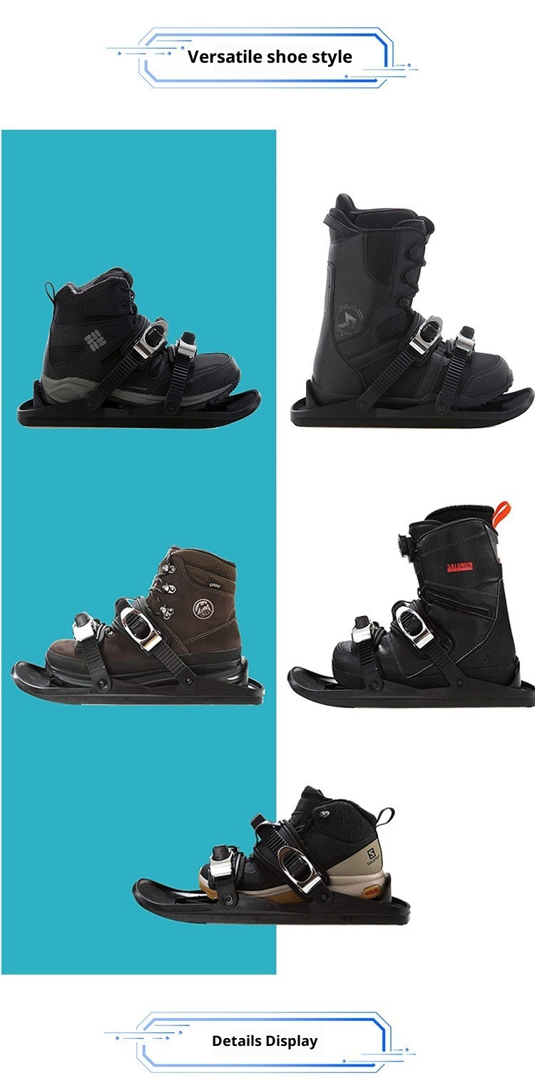 Zees First Generation Outdoor Sports Ski Skates Mini SkiSkates Double Snowboard Shoes Adjustable Snow Sled Board_voghion.com