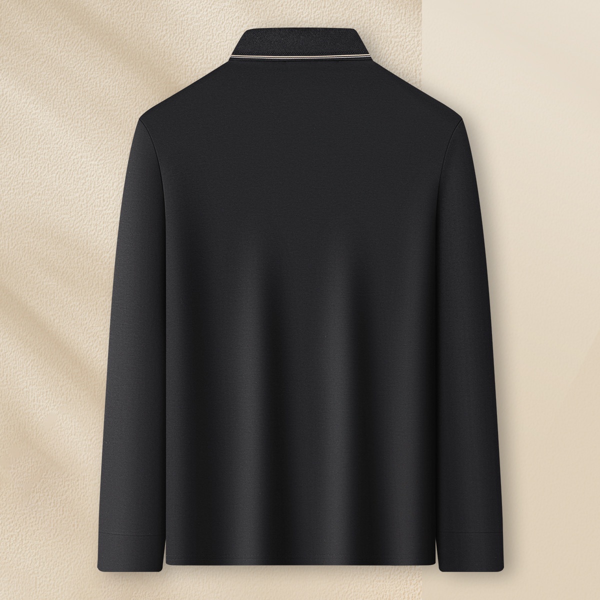 Polo homme léger et chaud, manches longues, 12 % laine + modal + 25 % coton, collection fin d'automne. Personnalisation haut de gamme._voghion.com