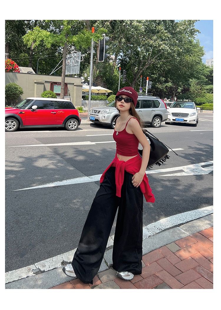 ChicShe YC&2 Color Retro High Waist Loose Wide Leg Pants Draped Floor-Length Pleated Versatile Slimming Straight Jeans For Women_voghion.com