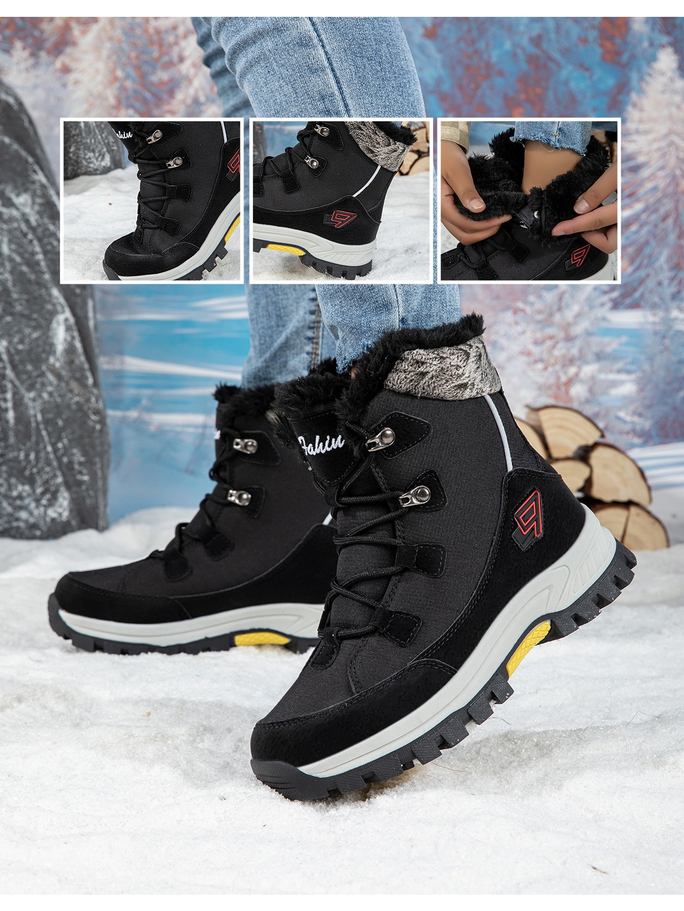 Zees Harbin Northeast Outdoor Boots With Fleece, Waterproof Cold-Proof Snow Shoes Skiing At -40 Degrees, Travel Gear For Men_voghion.com
