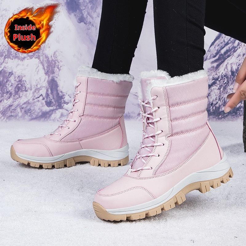 Zees hoge fleece sneeuwlaarzen voor dames, halfhoog, warm, waterdicht, antislip, Northeast Outdoor Ski-katoen_voghion.com