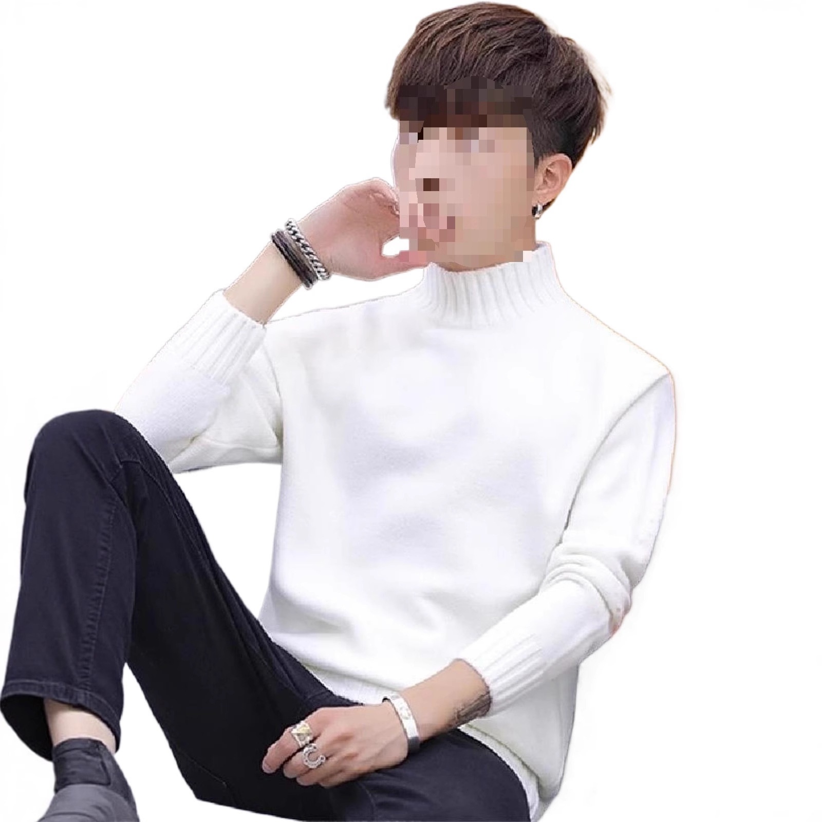 Rollkragenpullover für Herren, koreanische Version 2025, neue, dicke Strickjacke, trendiges, warmes Winteroberteil von Mao Mengwei_voghion.com