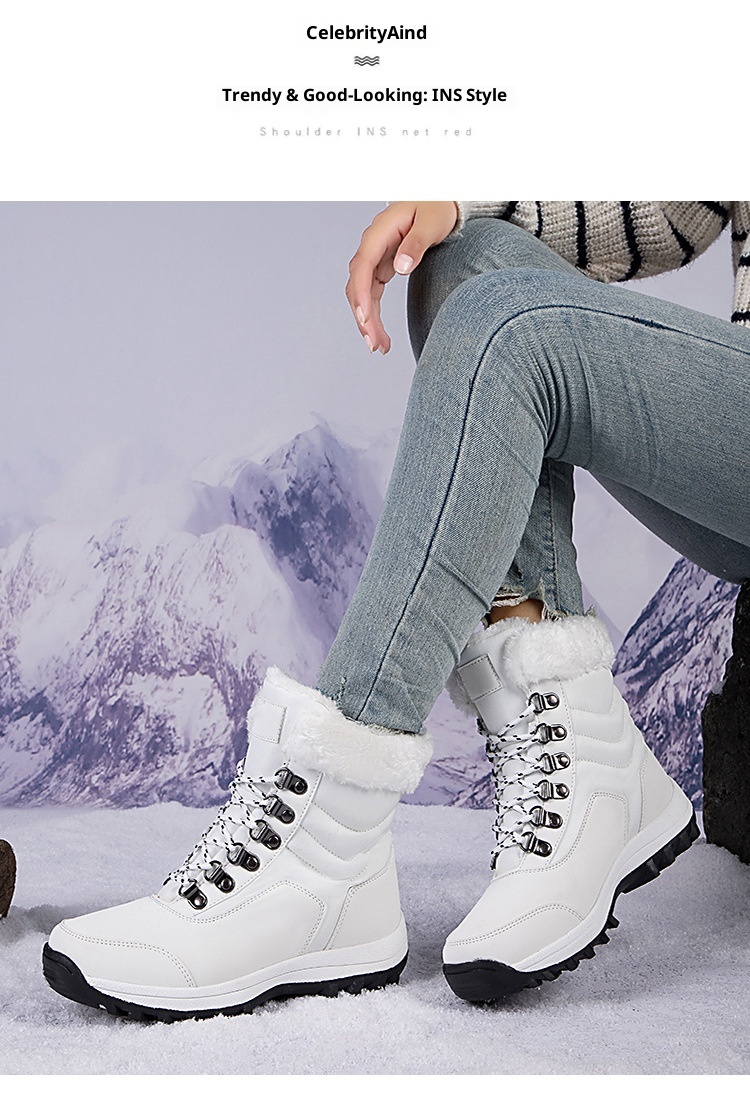 Zees Outdoor Boots 2023 Winter Warm Fleece Lined Thickened Waterproof Non-Slip Northeast Snow Village Skiing Big Cotton Shoes_voghion.com