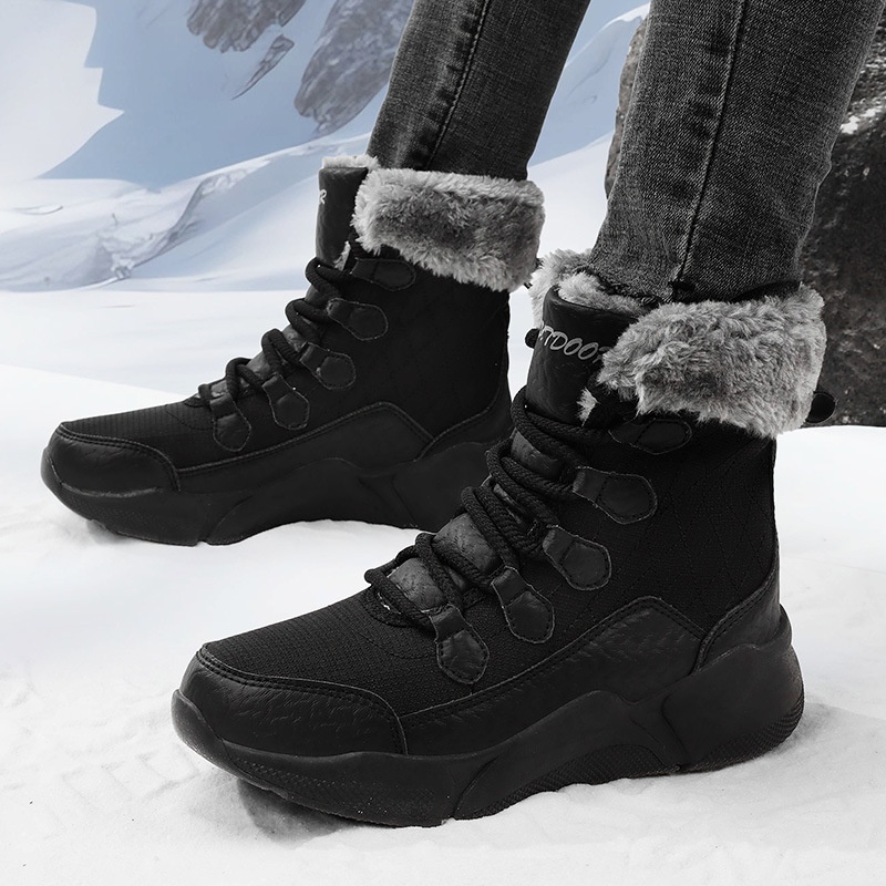 Zees Northeast Winter Outdoor Snow Boots Women, Fleece-Lined, Thickened, Warm Cotton Shoes, Waterproof, Anti-Slip, Suitable_voghion.com