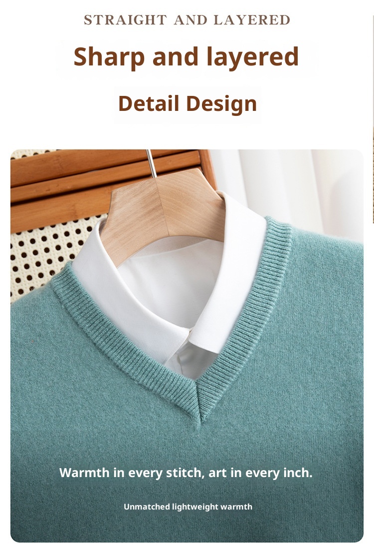 ragazzo Ragazzo Ragazzo Ragazzo Felpa in Maglia Autunno Inverno Largo Uomo Collo Base 2023 Tinta Unita Cashme Ispessito Scollo a V Manica Lunga Slim_voghion.com