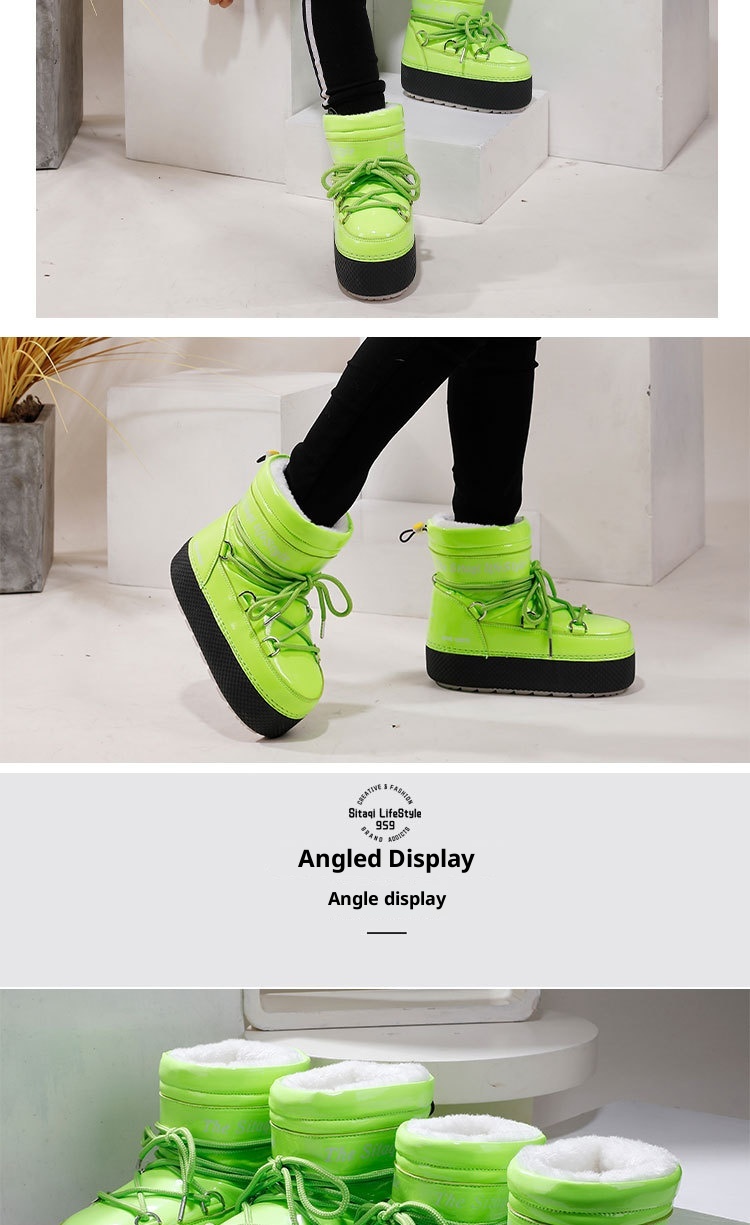 Zees Nine Colors Snowflake Custom Parent-Child Space Travel Ski Moon Mid-Calf Waterproof Warm Cold-Resistant Snow Boots_voghion.com