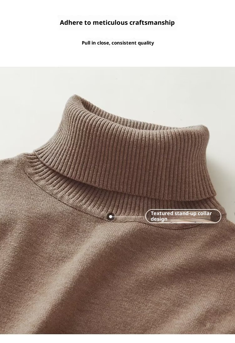 boy Boy Boy Boy Autumn Winter New High Collar Sweater Men Solid Color Inner Layer Knitted Men's Casual Business Slim Fit Base Shirt_voghion.com