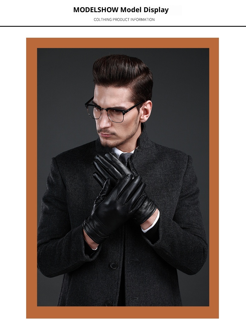 boy Boy Genuine Leather For Men Wholesale Labor Protection Men's Fleece-Lined Warm Sheepskin Gloves Thin Lining Autumn Winter_voghion.com