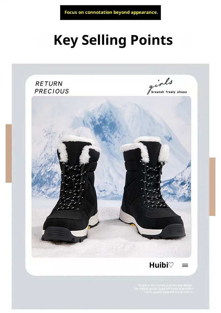 Zees Zees Women's Snow Winter Fleece Lined Thickened New Style Northeast Cotton Shoes Waterproof Non-Slip Outdoor Skiing Mid-Calf_voghion.com