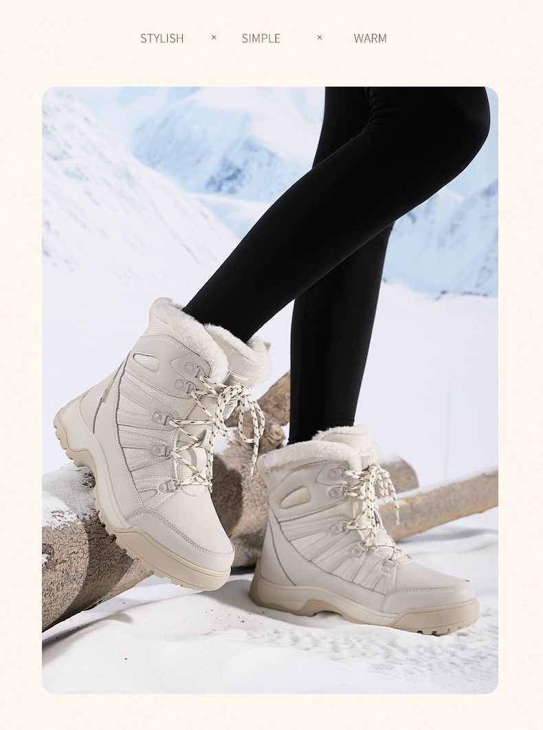 Zees Dames Outdoor Wandelschoenen Sneeuwschoenen Waterdicht Antislip Winter Fleece Gevoerd Verdikt Skischoenen Hoog Top Northeast Katoenen Schoenen_voghion.com