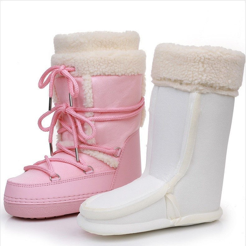 Zees Y035 Export European Lamb Wool High Tube Suede Space Women's Ski Northeast Snow Country Moon Boots Warm_voghion.com