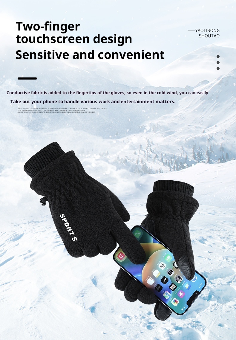boy Boy Boy Warm M's Polar Fleece Winter Fleece-Lined Thicked Windproof Cold-Proof Outdoor Riding Sports Touch Scre Gloves_voghion.com