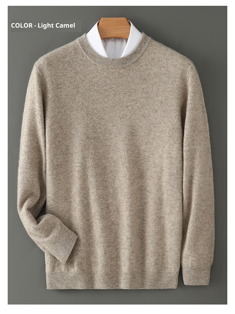 boy Boy Boy Boy Autumn Winter New Cashmere Round Neck Inner Layer Base Shirt Loose Business Casual Wool Men's Thickened Sweater_voghion.com