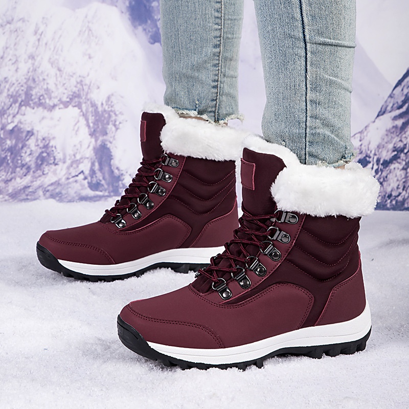 Zees Outdoor Boots 2023 Winter Warm Fleece Lined Thickened Waterproof Non-Slip Northeast Snow Village Skiing Big Cotton Shoes_voghion.com