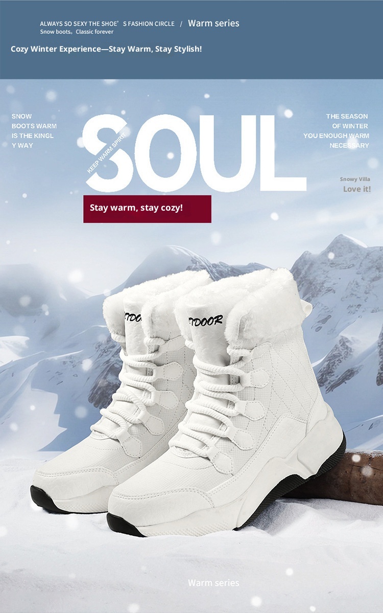 Zees Northeast Winter Outdoor Snow Boots Women, Fleece-Lined, Thickened, Warm Cotton Shoes, Waterproof, Anti-Slip, Suitable_voghion.com
