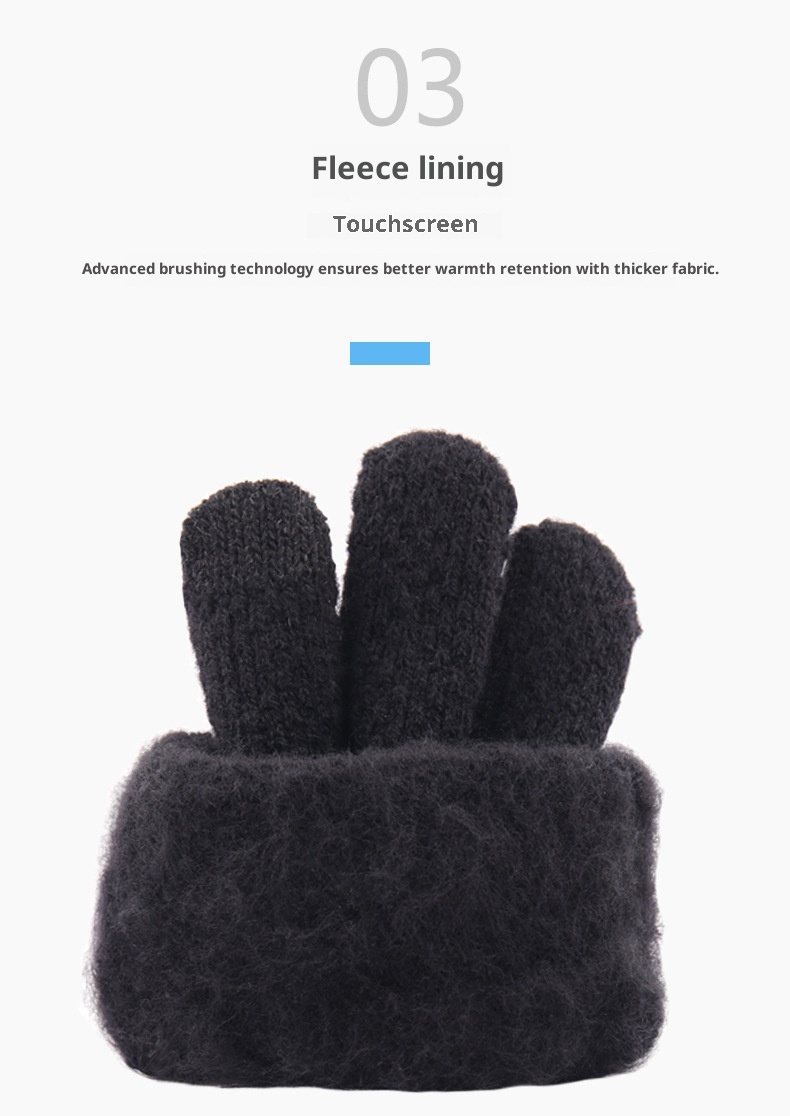 boy Boy Men's Winter Double Layer Thickened Fleece Lined Extra Long Touchscreen Versatile Knitted Wool Gloves Wholesale_voghion.com