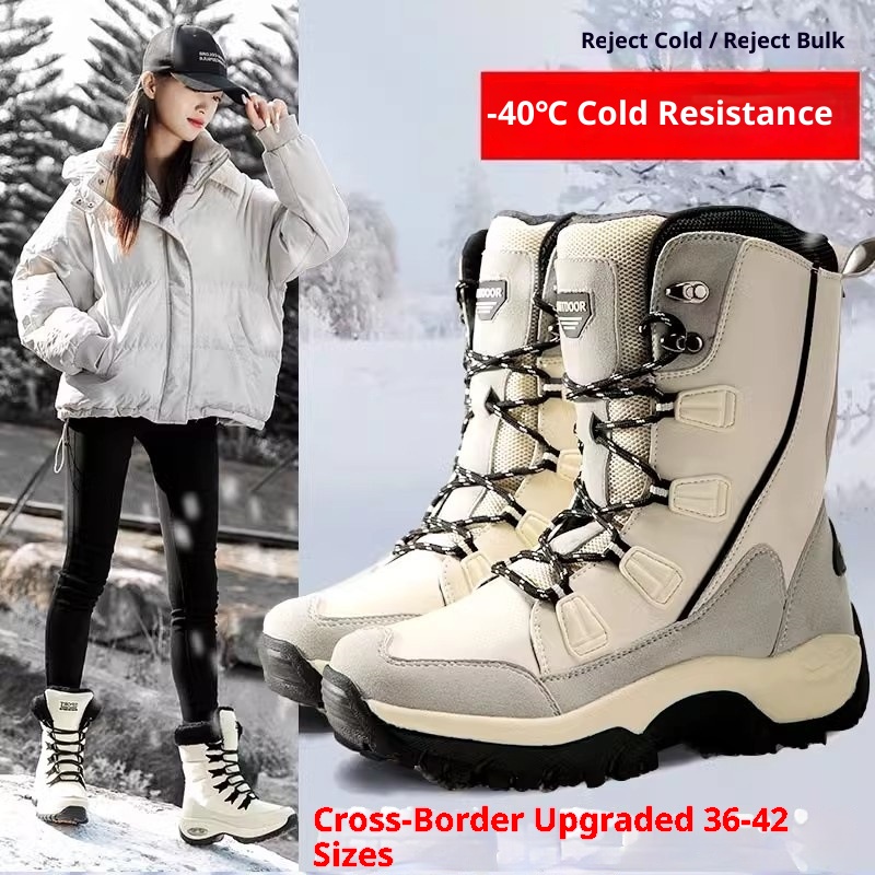 Zees Cross-Border Snow Boots Women, Mid-Calf, Warm, Fleece-Lined, Plus Size, Winter Waterproof, Non-Slip, Northeast Outdoor_voghion.com