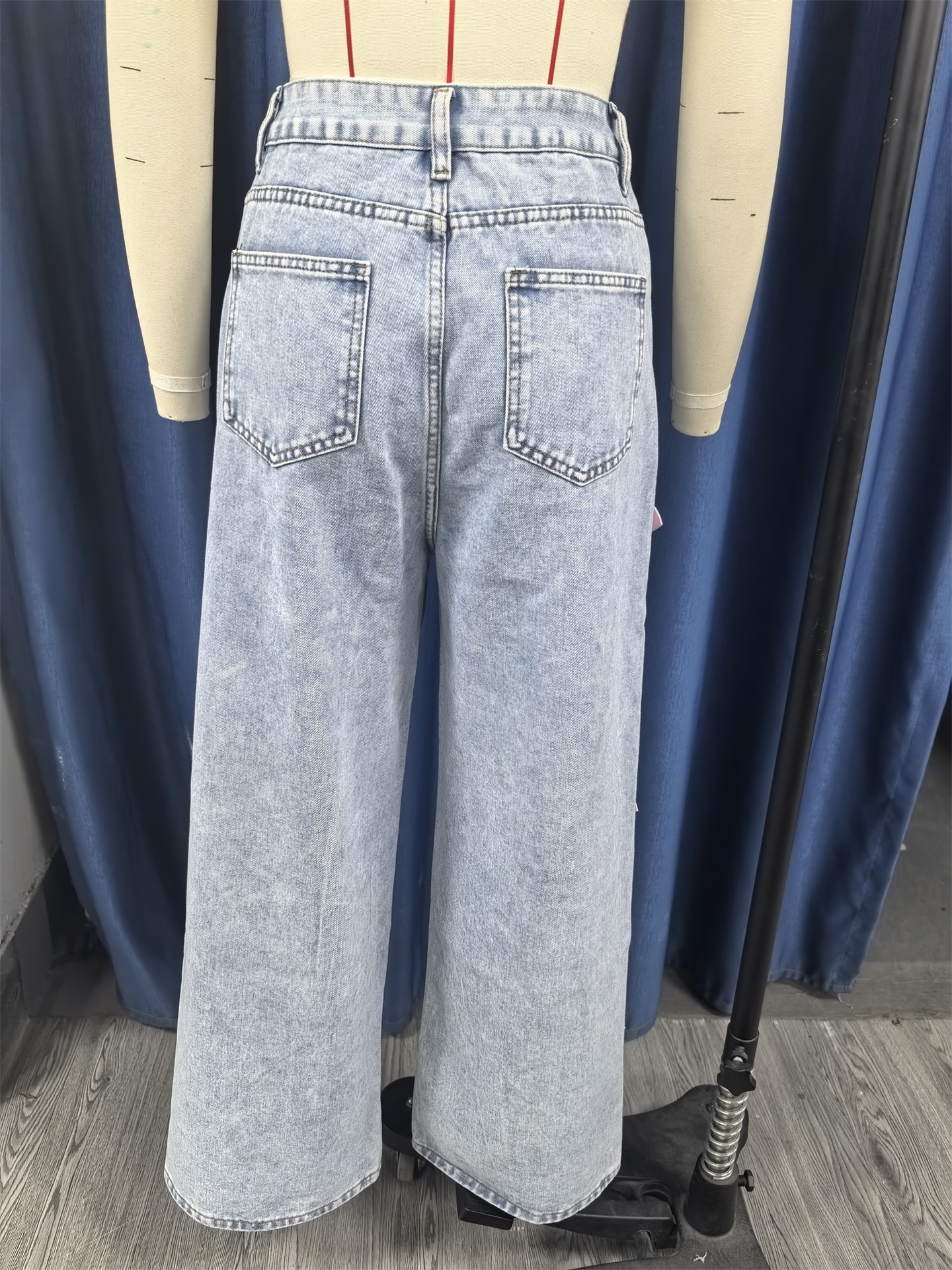 ChicShe Cross-Border Y2K Street Style Hot Girl Bow Washed Jeans Loose Straight Wide-Leg Pants JEANS_voghion.com