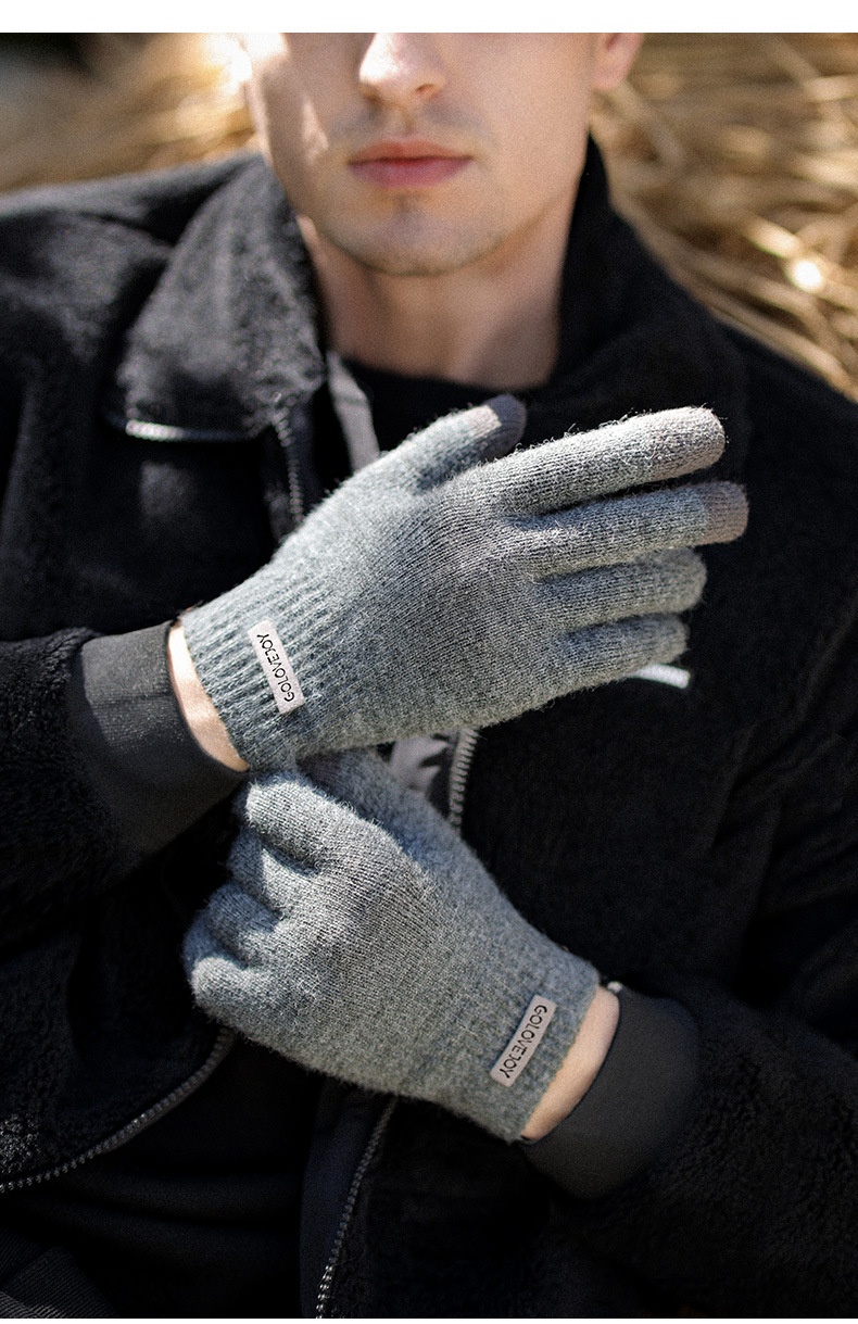 boy Boy Winter New Arctic Velvet Knitted Gloves For Men, Thickened And Warm, Non-Slip Woolen Gloves, Anti-Pilling DZ118_voghion.com
