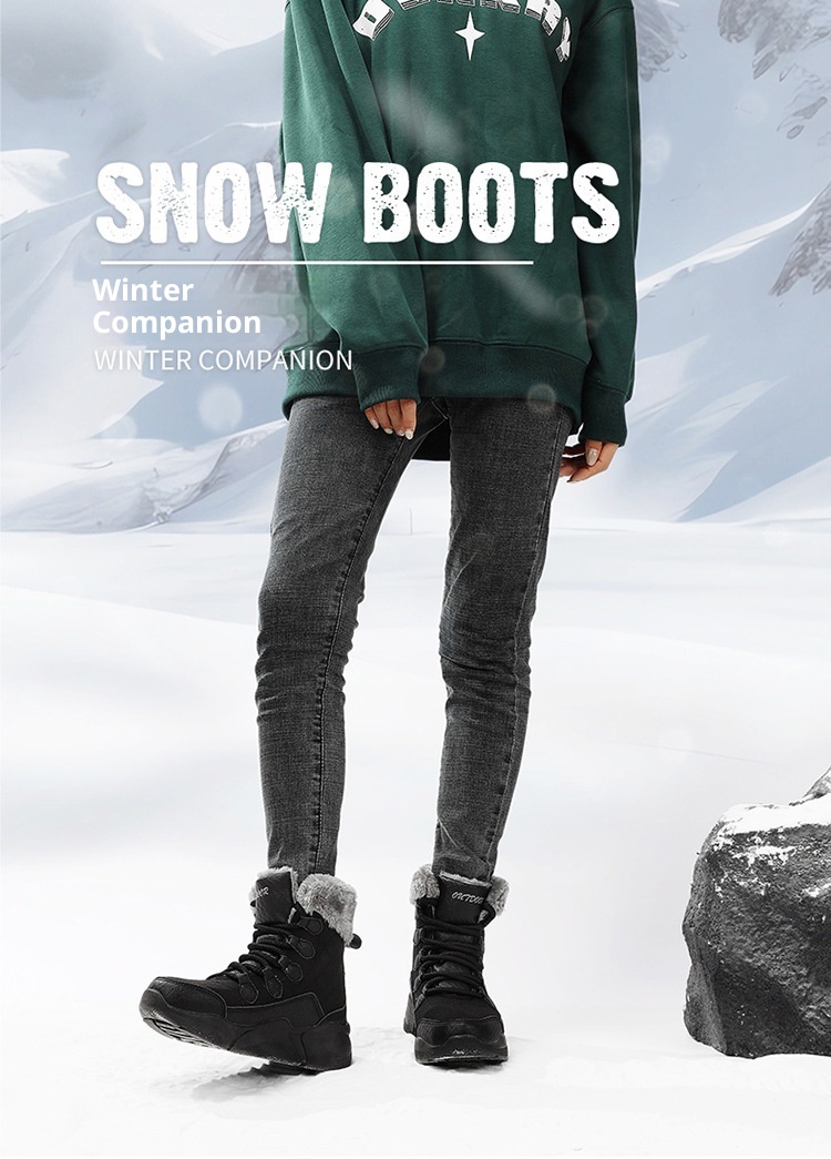 Zees Northeast Winter Outdoor Snow Boots Women, Fleece-Lined, Thickened, Warm Cotton Shoes, Waterproof, Anti-Slip, Suitable_voghion.com