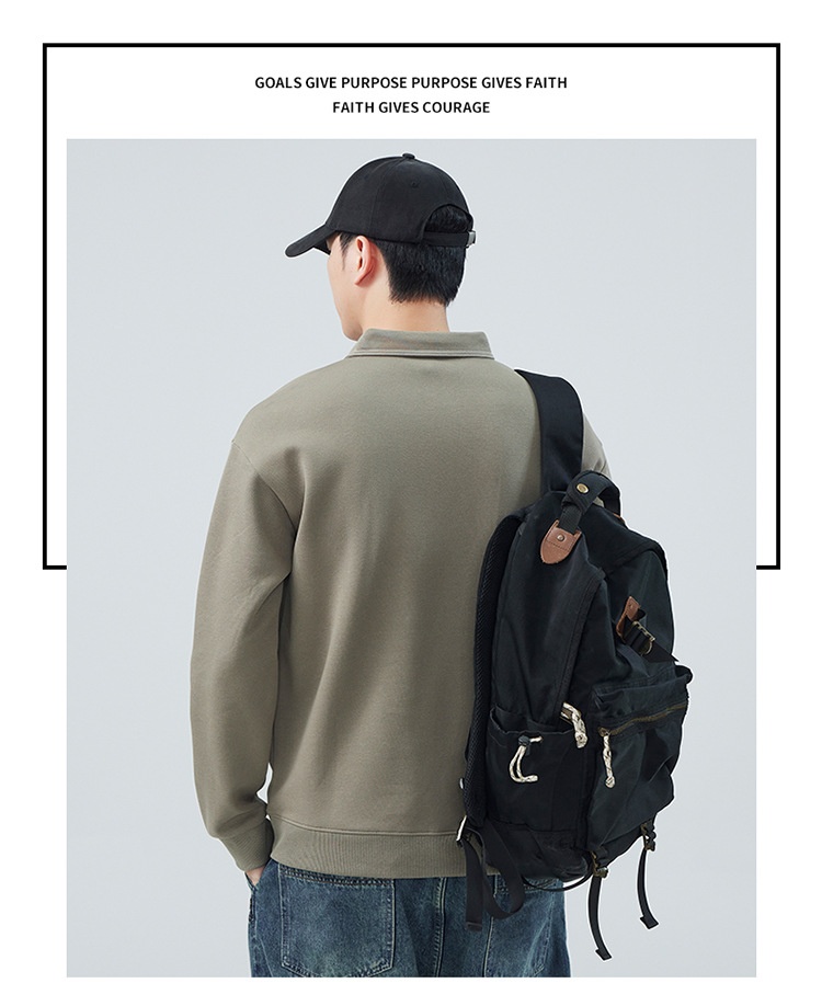 boy Boy 2024 Spring And New American Style Trendy Brand Sweatshirt Men's Turn-Down Collar Autumn Heavyweight High Street Polo_voghion.com