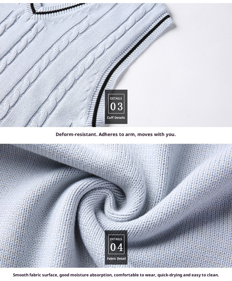 boy Boy Boy Boy Cross-Border Spring And Autumn College Style Warm Men's Slim Fit Youth Sleeveless Vest Fleece Knitted Sweater_voghion.com