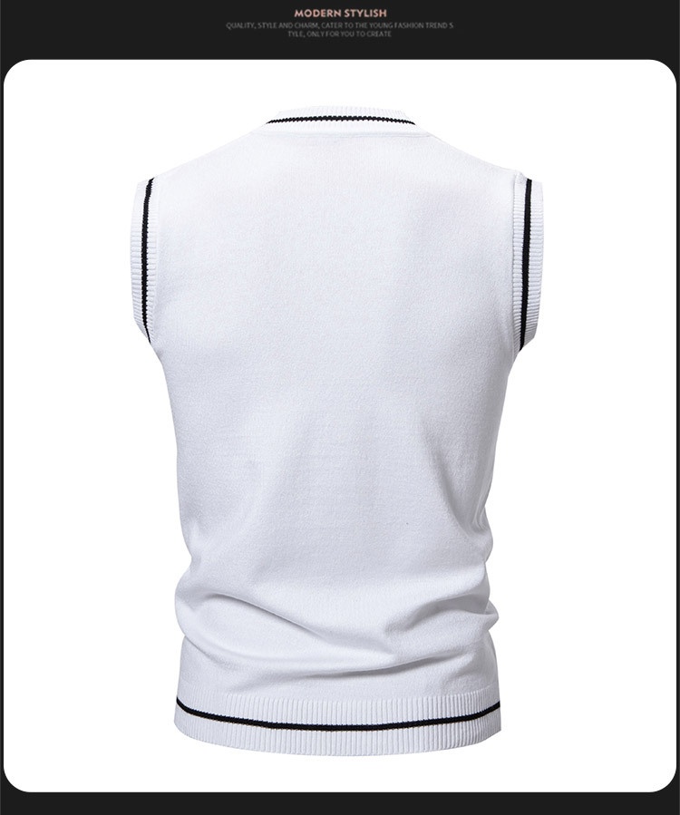 boy Boy Boy Boy Men's Knitted Vest V-Neck Sleeveless Sweater Spring Autumn New Fashion Casual Base Layer_voghion.com