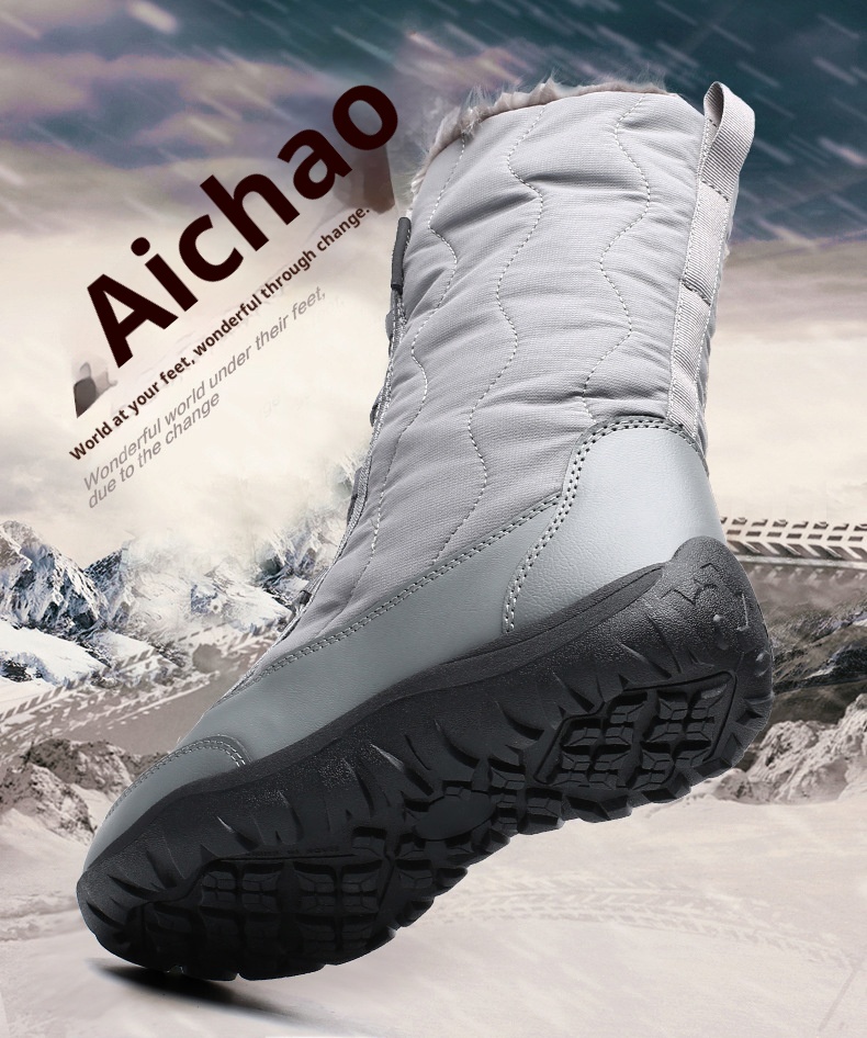 Botas antiderrapantes Zees Cross-Border para mulheres, ideais para esqui em regiões com neve no nordeste dos EUA. Forradas com lã, grossas e quentes._voghion.com