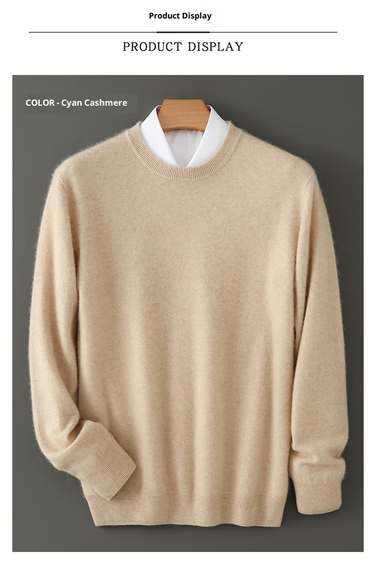 boy Boy Boy Boy Autumn Winter New Cashmere Round Neck Inner Layer Base Shirt Loose Business Casual Wool Men's Thickened Sweater_voghion.com