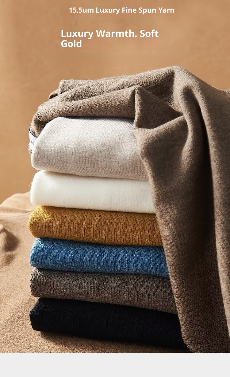 boy Boy Boy Boy Autumn Winter New High Collar Sweater Men Solid Color Inner Layer Knitted Men's Casual Business Slim Fit Base Shirt_voghion.com