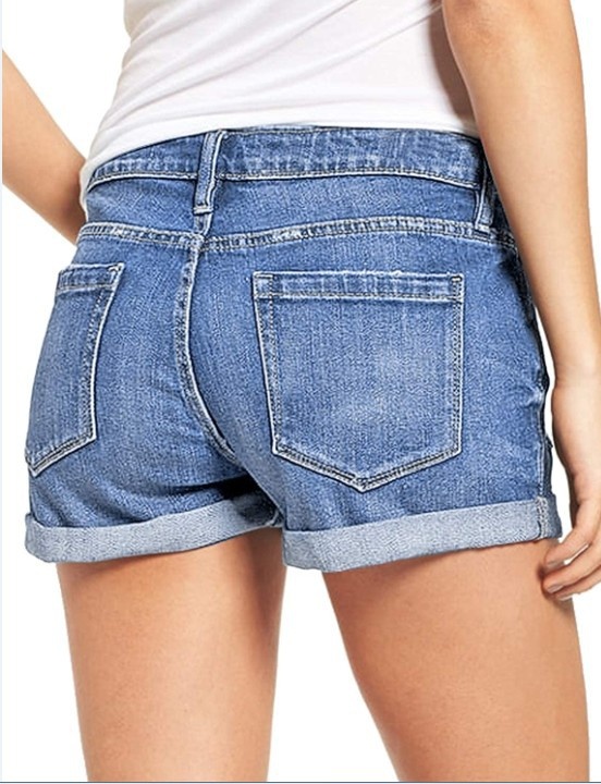 ChicShe European And American Foreign Trade Cross-Border Source Stretch Ripped Cuffed Denim Shorts For Women_voghion.com