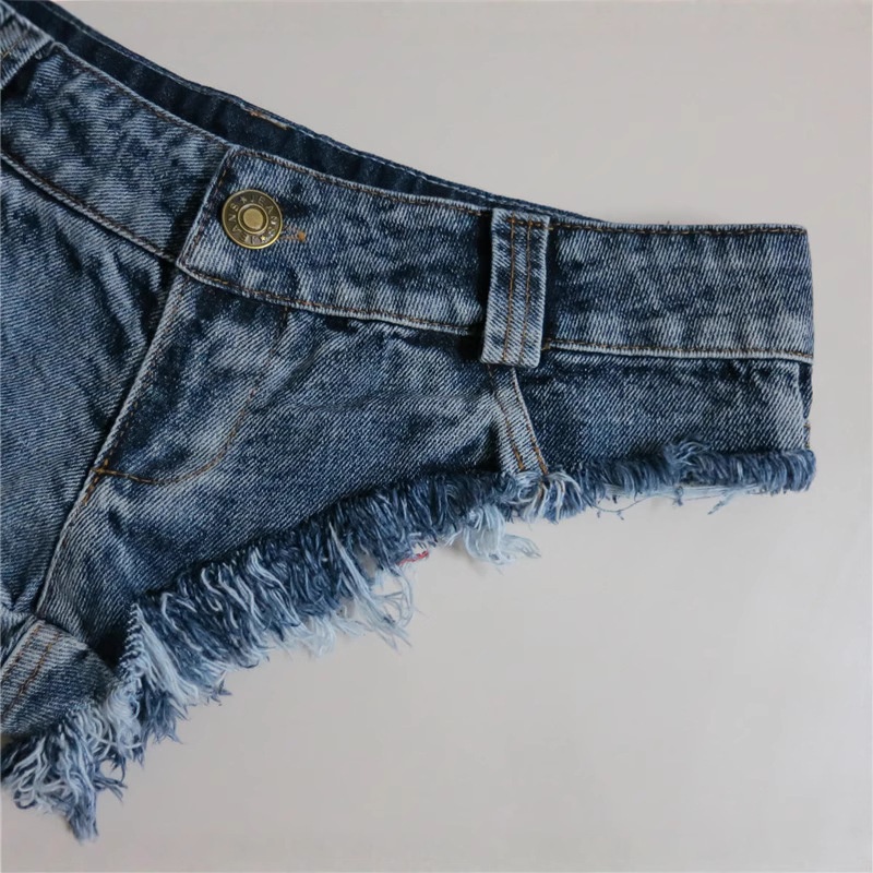 ChicShe Denim Frayed Edge Slim Fit Dames Nachtclub Pole Dance Lage Taille Ultra Korte Europese En Amerikaanse Sexy Hotpants_voghion.com