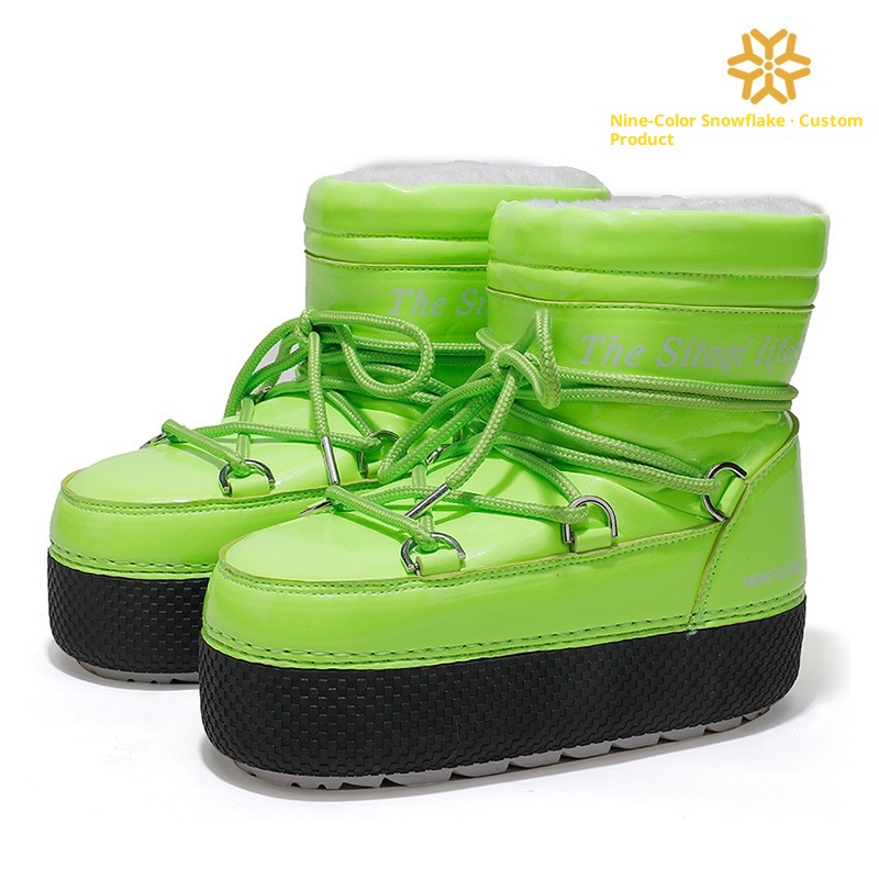 Zees Nine Colors Snowflake Custom Parent-Child Space Travel Ski Moon Mid-Calf Waterproof Warm Cold-Resistant Snow Boots_voghion.com