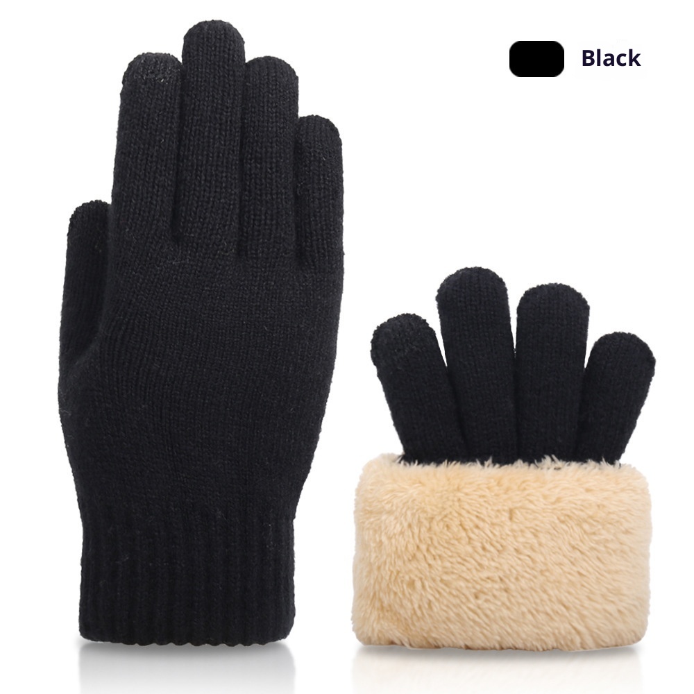 boy Boy Men's Winter Double Layer Thickened Fleece Lined Extra Long Touchscreen Versatile Knitted Wool Gloves Wholesale_voghion.com