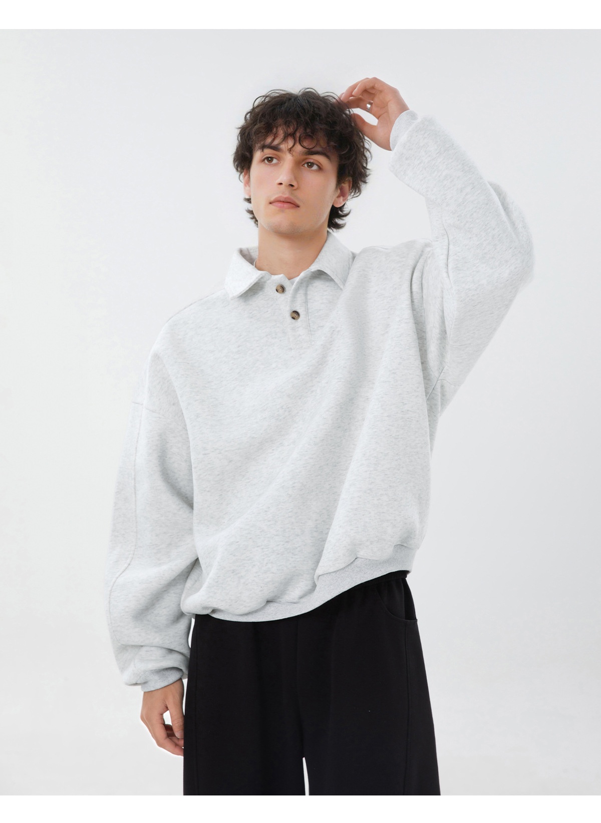 Sweat-shirt Boy Boy 380g épais à col rabattu pour homme, style automne, coupe ample, léger, style vintage Old Money_voghion.com