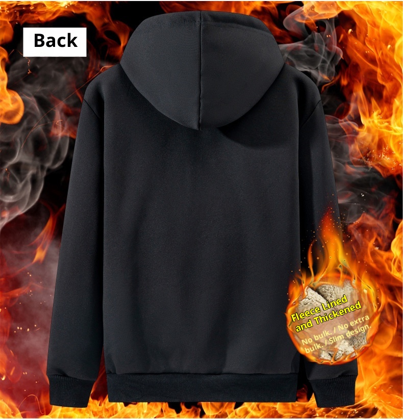 Herren-Sweatshirt/Cardigan aus Lammwolle für Herbst/Winter – warm, mit Kapuze und Reißverschluss, vielseitig, lässig, fleecegefüttert und dick gefüttert._voghion.com