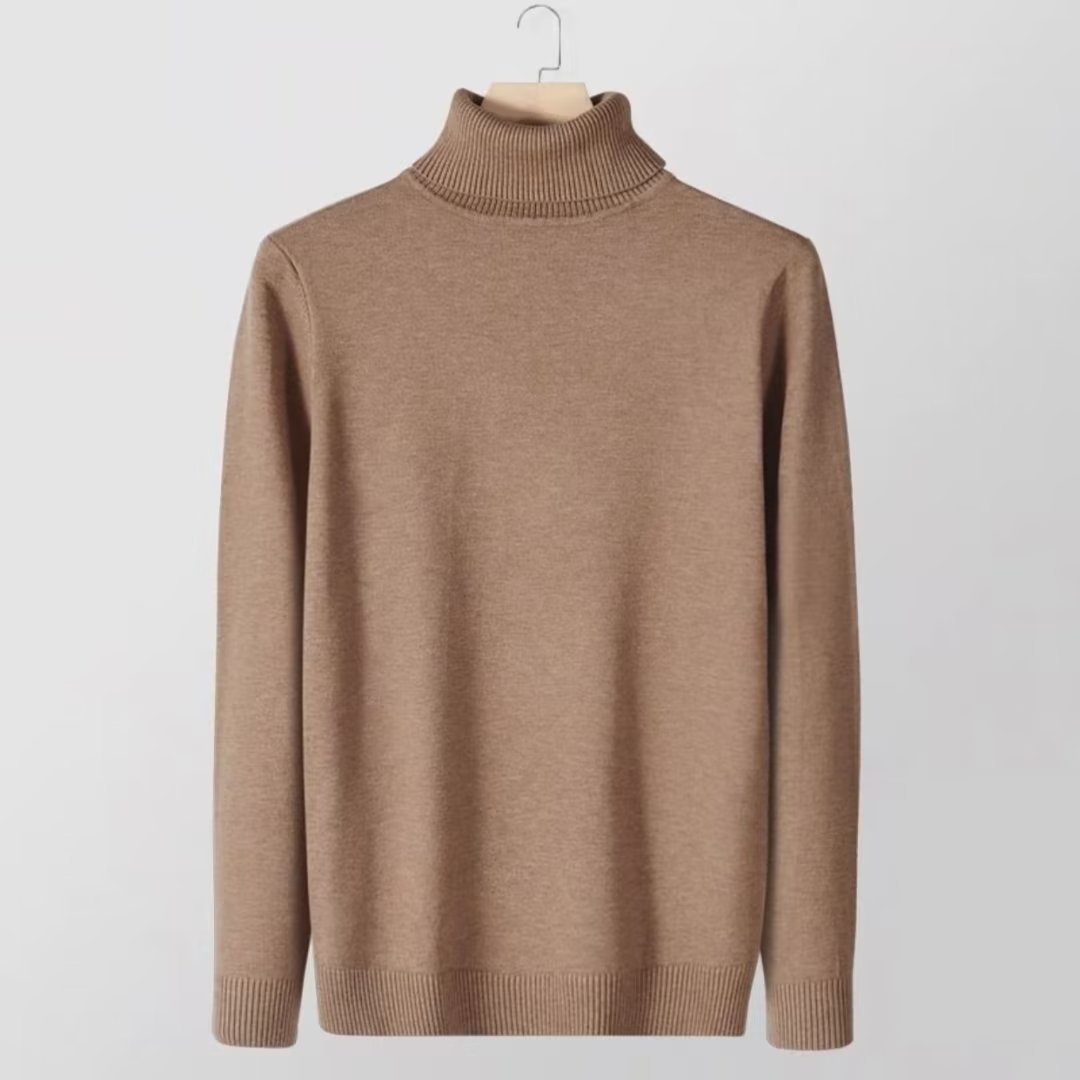 boy Boy Boy Boy Autumn Winter New High Collar Sweater Men Solid Color Inner Layer Knitted Men's Casual Business Slim Fit Base Shirt_voghion.com