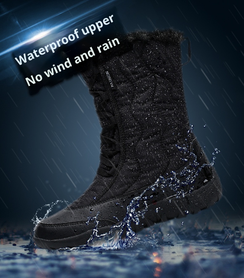 Botas antiderrapantes Zees Cross-Border para mulheres, ideais para esqui em regiões com neve no nordeste dos EUA. Forradas com lã, grossas e quentes._voghion.com