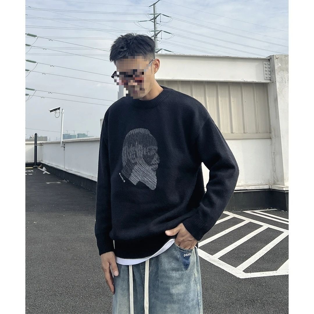 Herren-Pullover mit Rundhalsausschnitt, Herbst/Winter-Trendmarke, stylischer, lässiger und vielseitiger Strickpullover in Schwarz_voghion.com