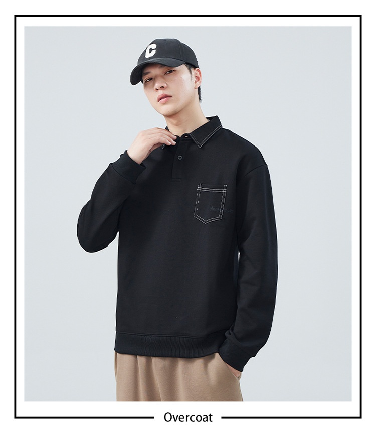 boy Boy 2024 Spring And New American Style Trendy Brand Sweatshirt Men's Turn-Down Collar Autumn Heavyweight High Street Polo_voghion.com