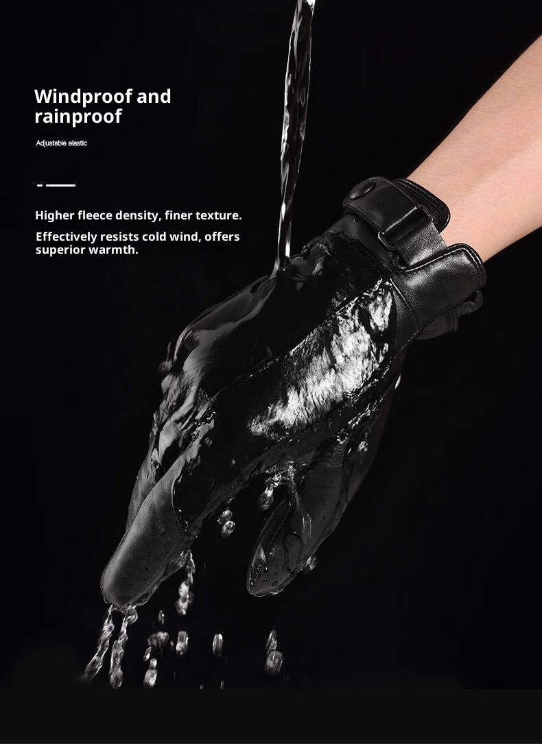 boy Boy Genuine Leather Winter Motorcycle Riding Adult Plus Velvet Warm Outdoor Sheepskin Cold-proof Gloves Men_voghion.com