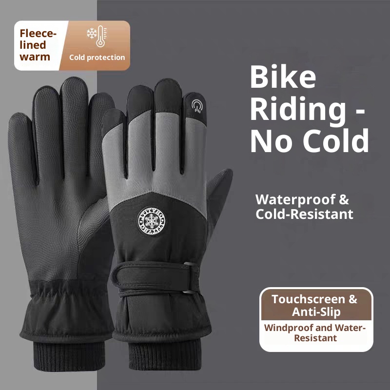 Boy Ski 2025 Winter Herren und Damen Outdoor Bergsteigen Winddicht Kältedicht Fleecegefüttert Touchscreen Verdickt Warme Handschuhe_voghion.com