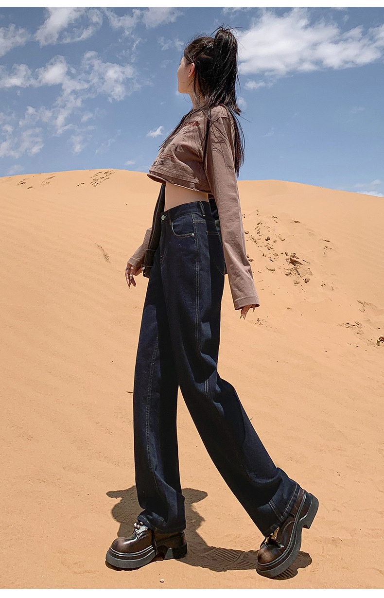 ChicShe American Style Dark Blue Fleece-Lined Jeans Women, New Autumn And Winter Design, Slim Fit Narrow Straight Pants For_voghion.com