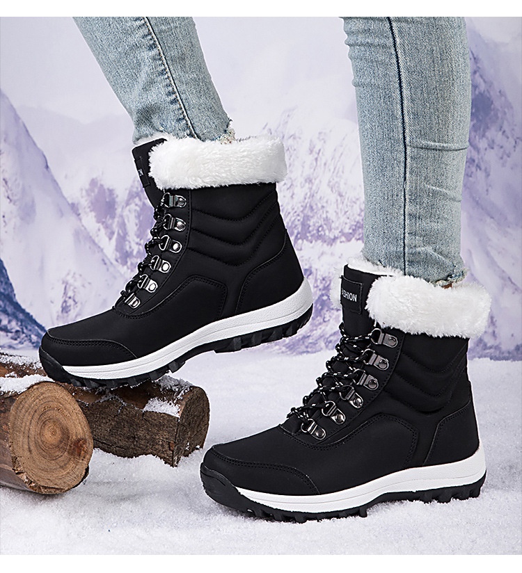Zees Outdoor Boots 2023 Winter Warm Fleece Lined Thickened Waterproof Non-Slip Northeast Snow Village Skiing Big Cotton Shoes_voghion.com