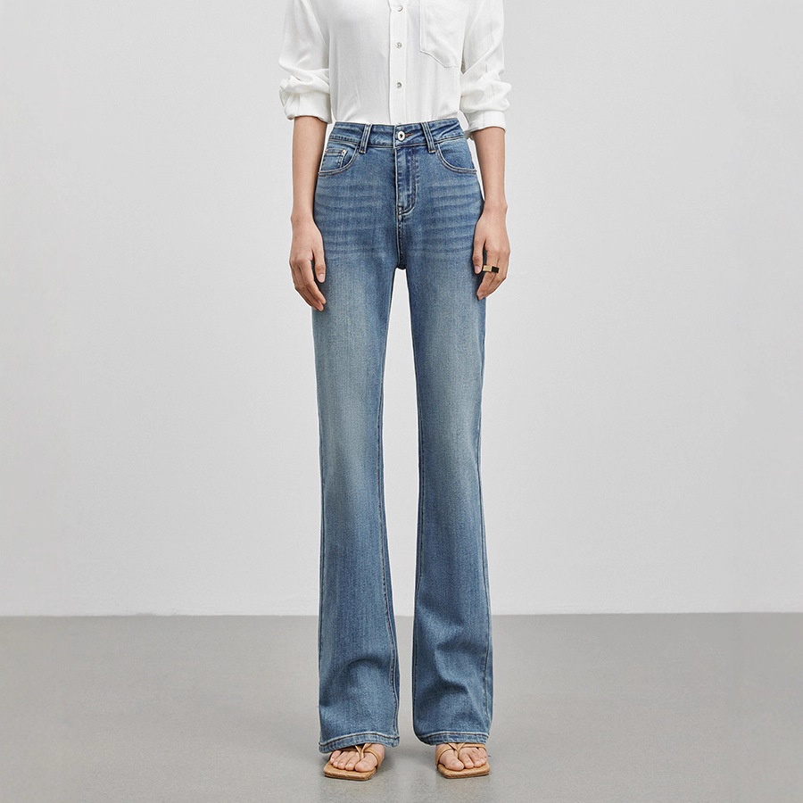 ChicShe Damesjeans Herfst High-End Hoogwaardig Ontwerp Hoge Taille Slim Fit Comfortabele Eenvoudige Uitlopende Broek_voghion.com