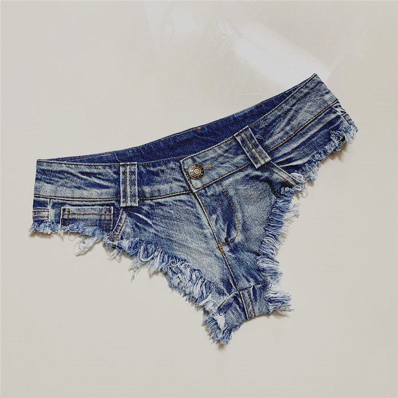 ChicShe Denim Frayed Edge Slim Fit Dames Nachtclub Pole Dance Lage Taille Ultra Korte Europese En Amerikaanse Sexy Hotpants_voghion.com